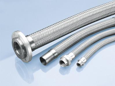 Flanged स्टेनलेस स्टील लचीला नली शीतल कनेक्शन नली 3-12 मिमी मोटाई